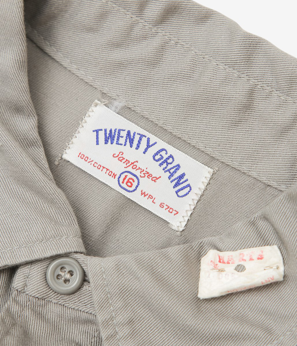 SWELL VINTAGE × MAIDENS SHOP WOMEN ''60's TWENTY GRAND WORK SHIRT W/TAGGING'' (GREY)