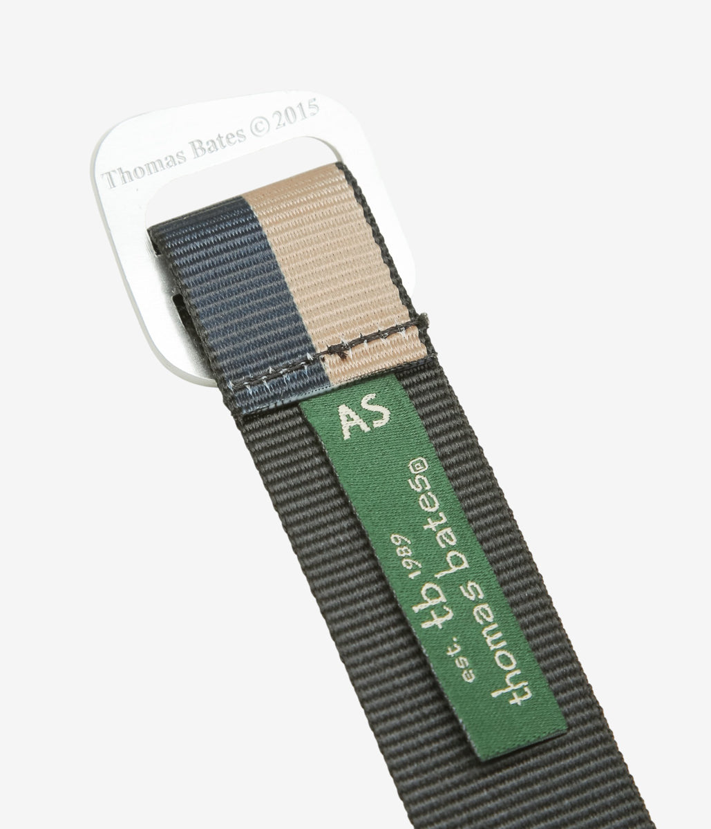 THOMAS BATES ''DAKOTA NYLON BLEND WEBBING BELT'' (NAVY/TAN)