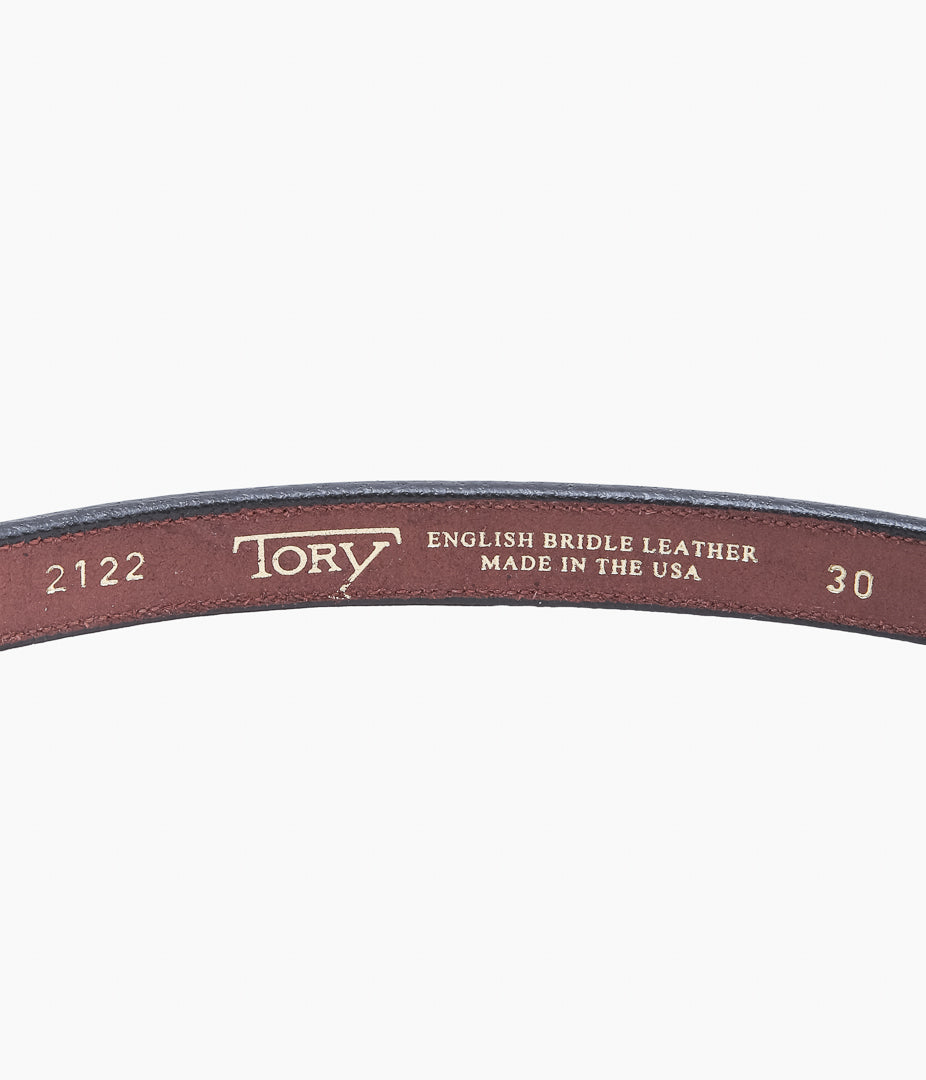 TORY LEATHER ''2122 3/4 RAISED BELT'' (HAVANA/BRASS)