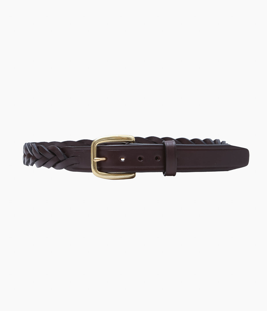 TORY LEATHER ''2160 1-1/4 BRAIDED BELT'' (HAVANA/BRASS)