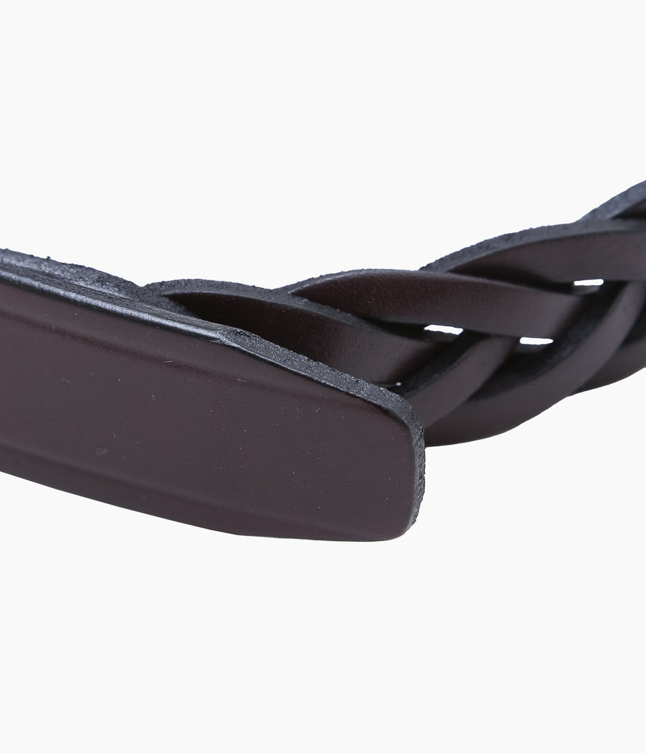 TORY LEATHER ''2160 1-1/4 BRAIDED BELT'' (HAVANA/BRASS)