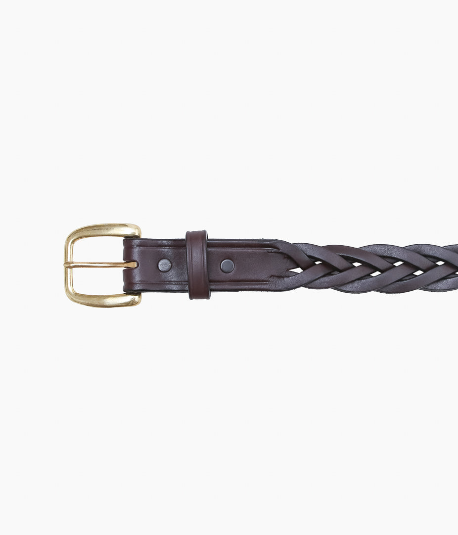 TORY LEATHER ''2160 1-1/4 BRAIDED BELT'' (HAVANA/BRASS)