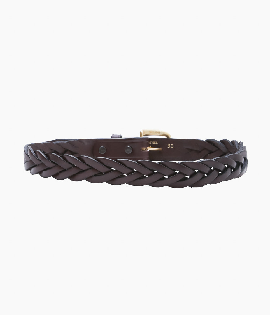 TORY LEATHER ''2160 1-1/4 BRAIDED BELT'' (HAVANA/BRASS)