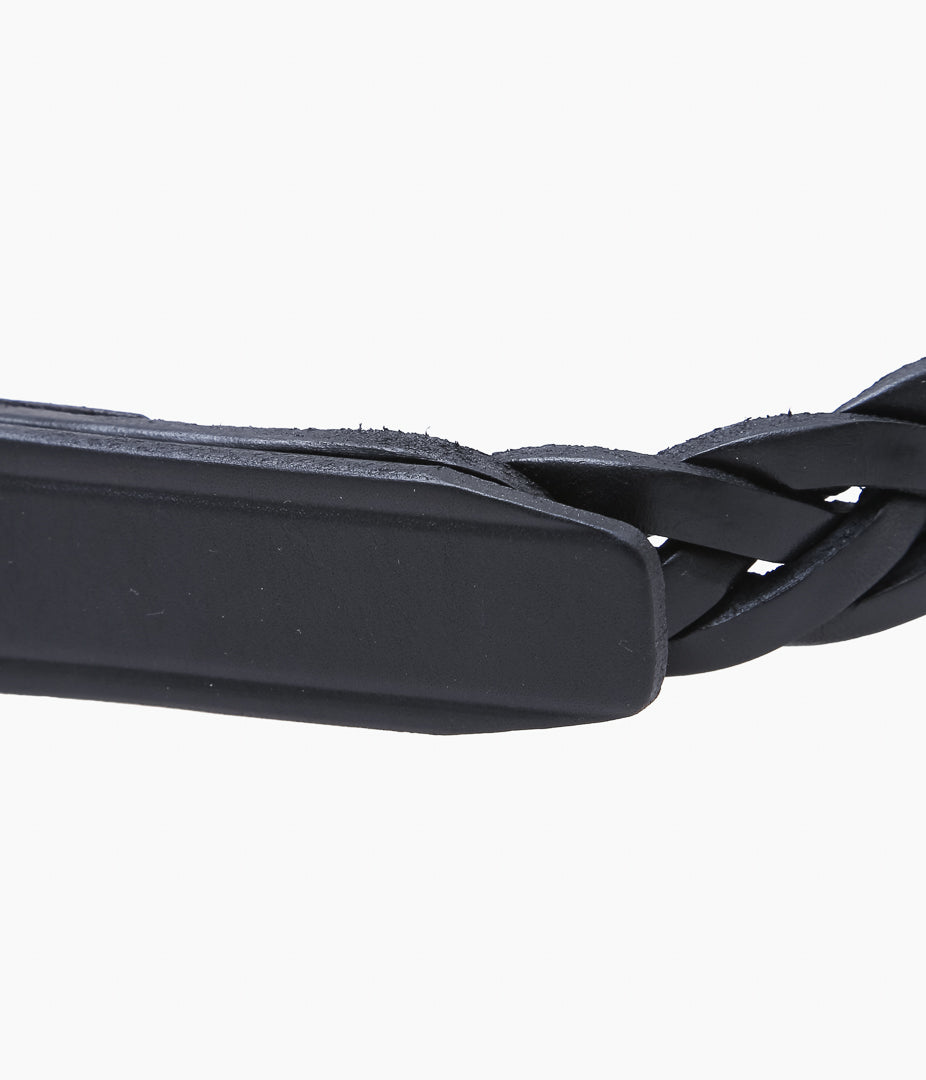 TORY LEATHER ''2161 1-1/4 BRAIDED BELT'' (BLACK/NICKEL)