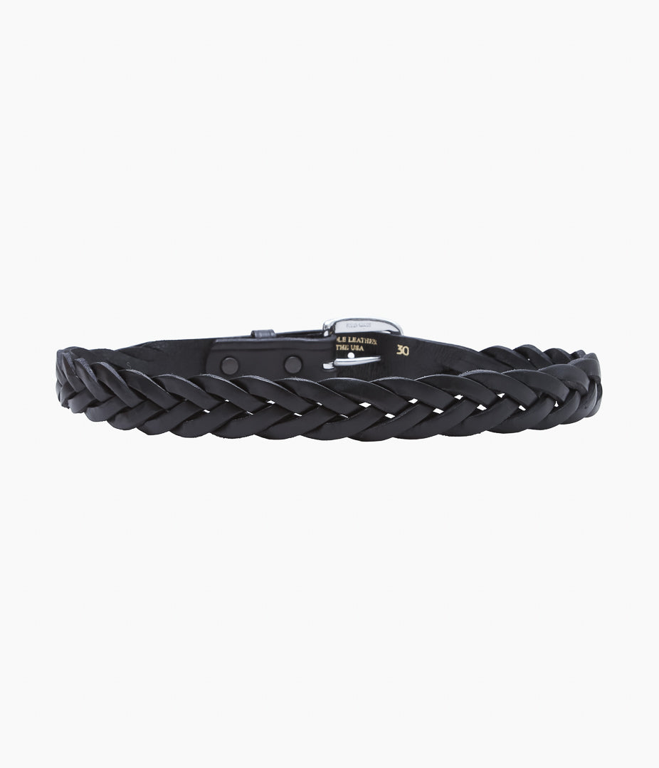 TORY LEATHER ''2161 1-1/4 BRAIDED BELT'' (BLACK/NICKEL)