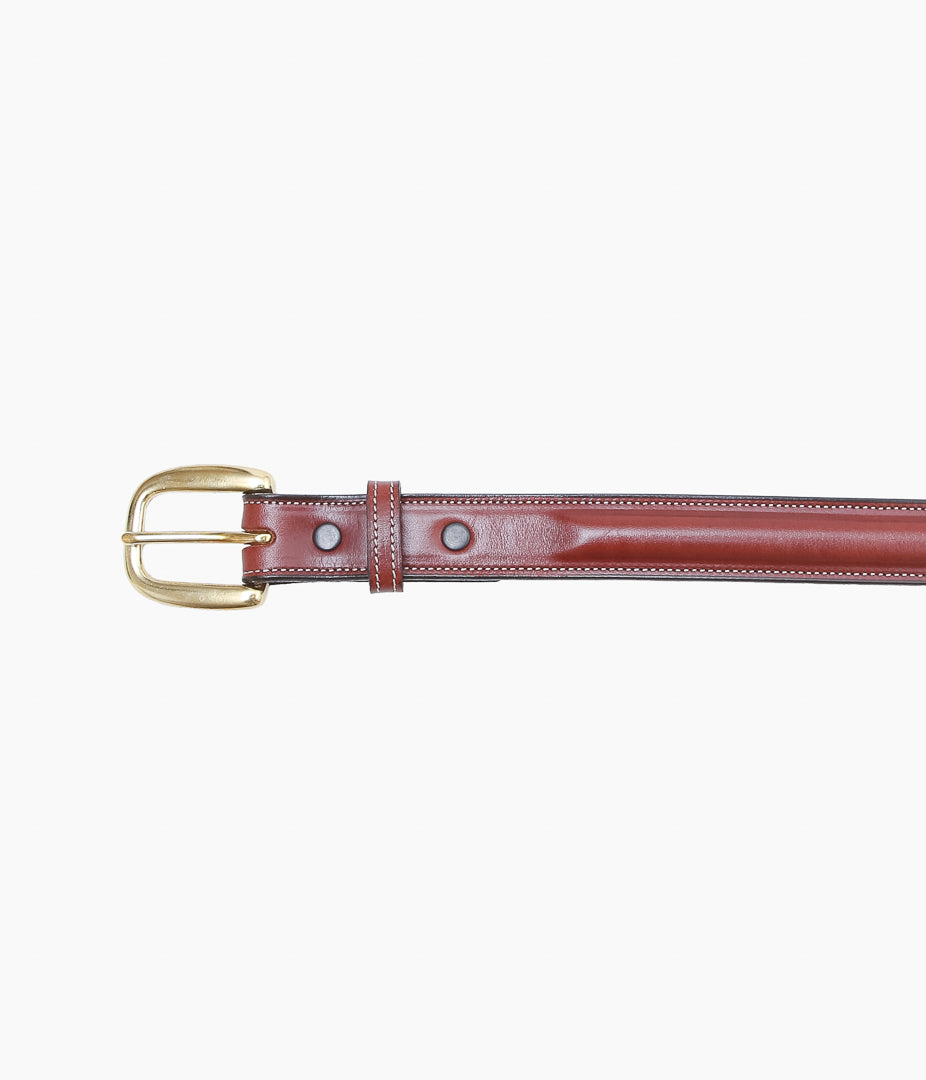 TORY LEATHER ''2163 CLASSIC BRIDLE LEATHER RAISED BELT'' (OAKBARK/BRASS)