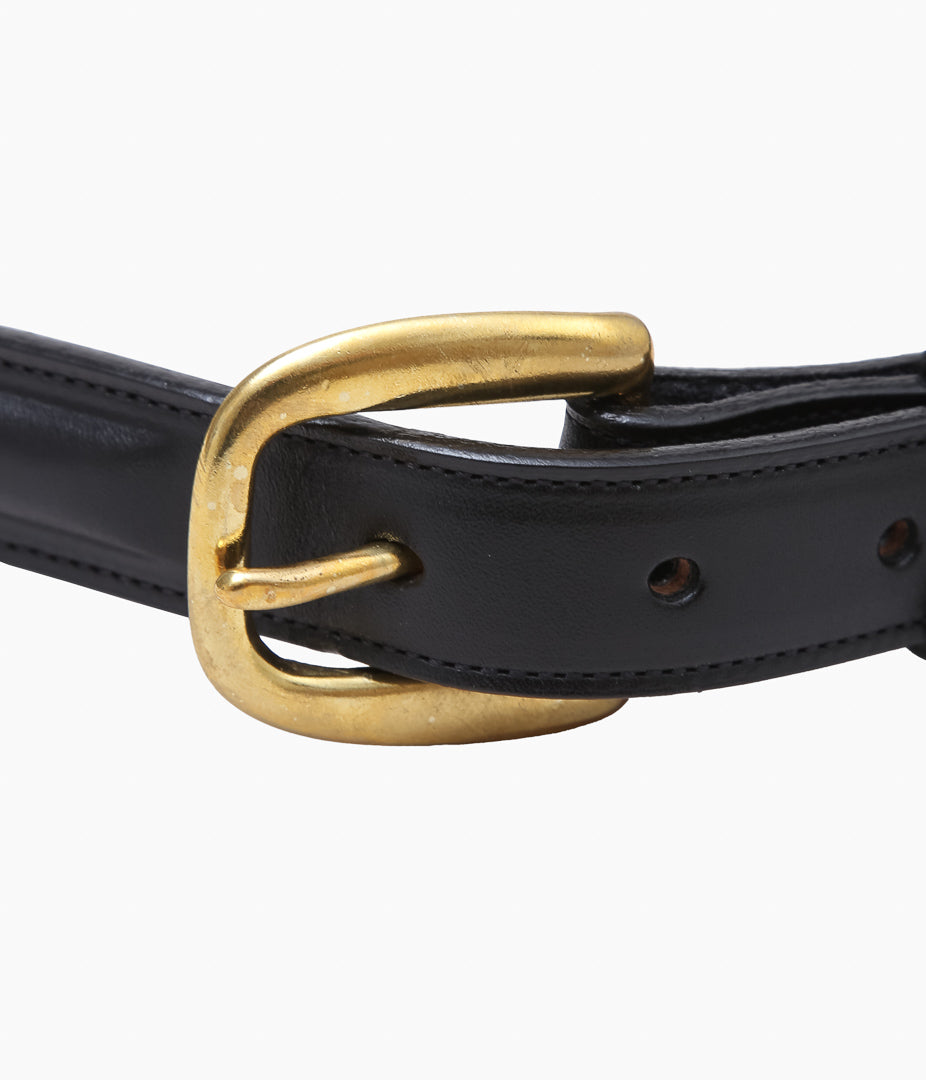 TORY LEATHER ''2167 CLASSIC BRIDLE LEATHER RAISED BELT'' (BLACK/BRASS)