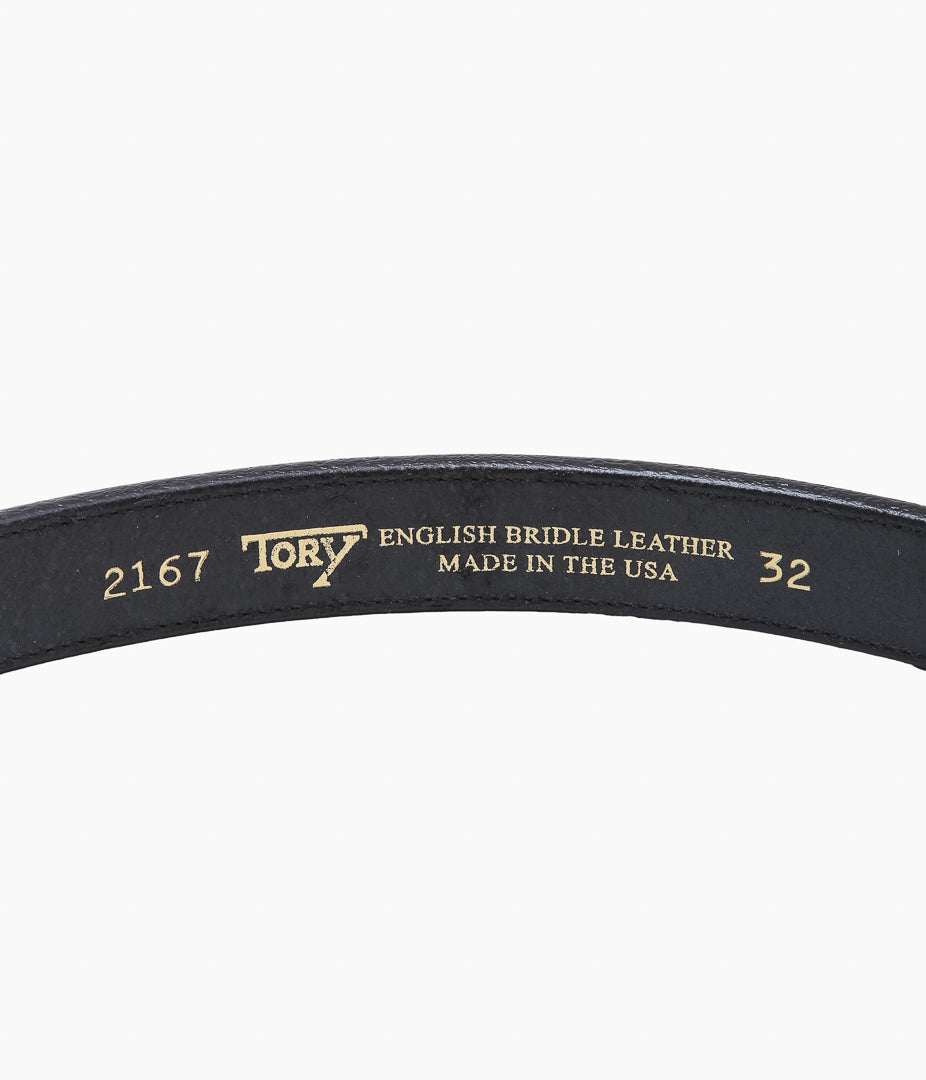 TORY LEATHER ''2167 CLASSIC BRIDLE LEATHER RAISED BELT'' (BLACK/BRASS)