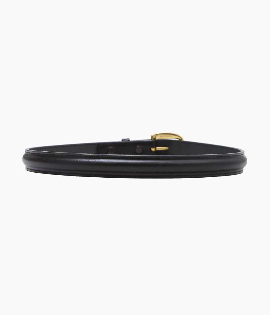 TORY LEATHER ''2167 CLASSIC BRIDLE LEATHER RAISED BELT'' (BLACK/BRASS)
