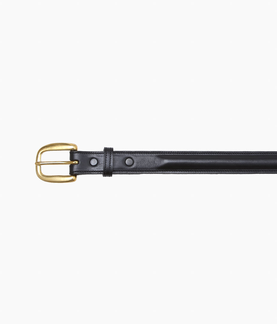 TORY LEATHER ''2167 CLASSIC BRIDLE LEATHER RAISED BELT'' (BLACK/BRASS)