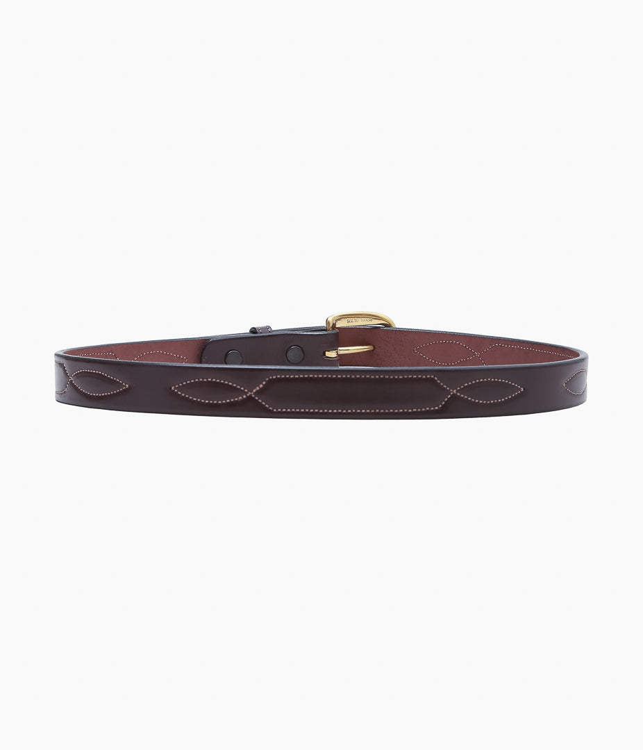 TORY LEATHER ''2332 REPEATED STITCH BELT'' (HAVANA/BRASS)