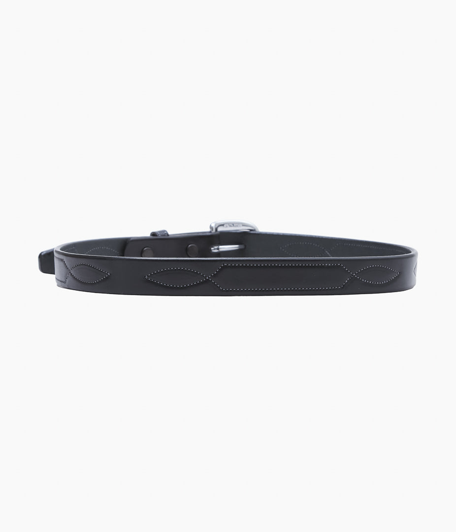 TORY LEATHER ''2333 REPEATED STITCH BELT'' (BLACK/NICKEL)