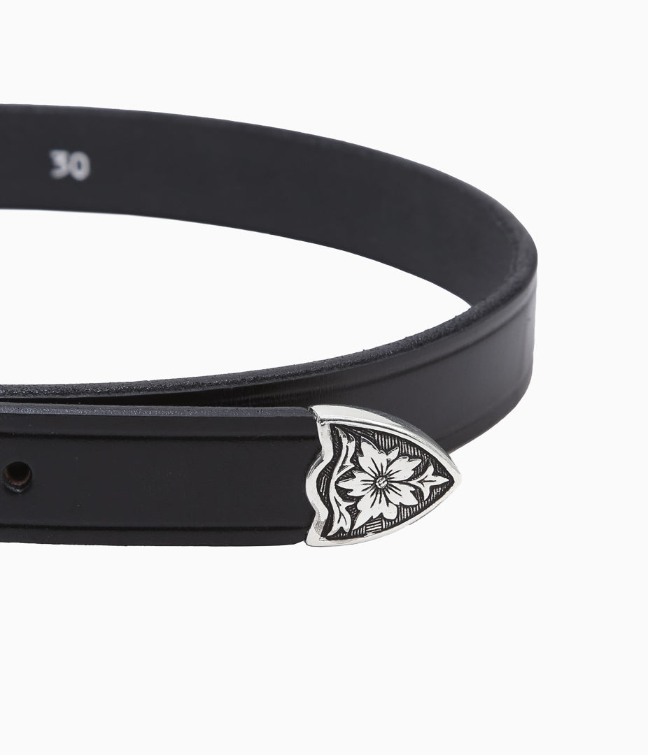 TORY LEATHER ''3136 ANTIQUE SILVER BUCKLE SET BELT'' (BLACK)