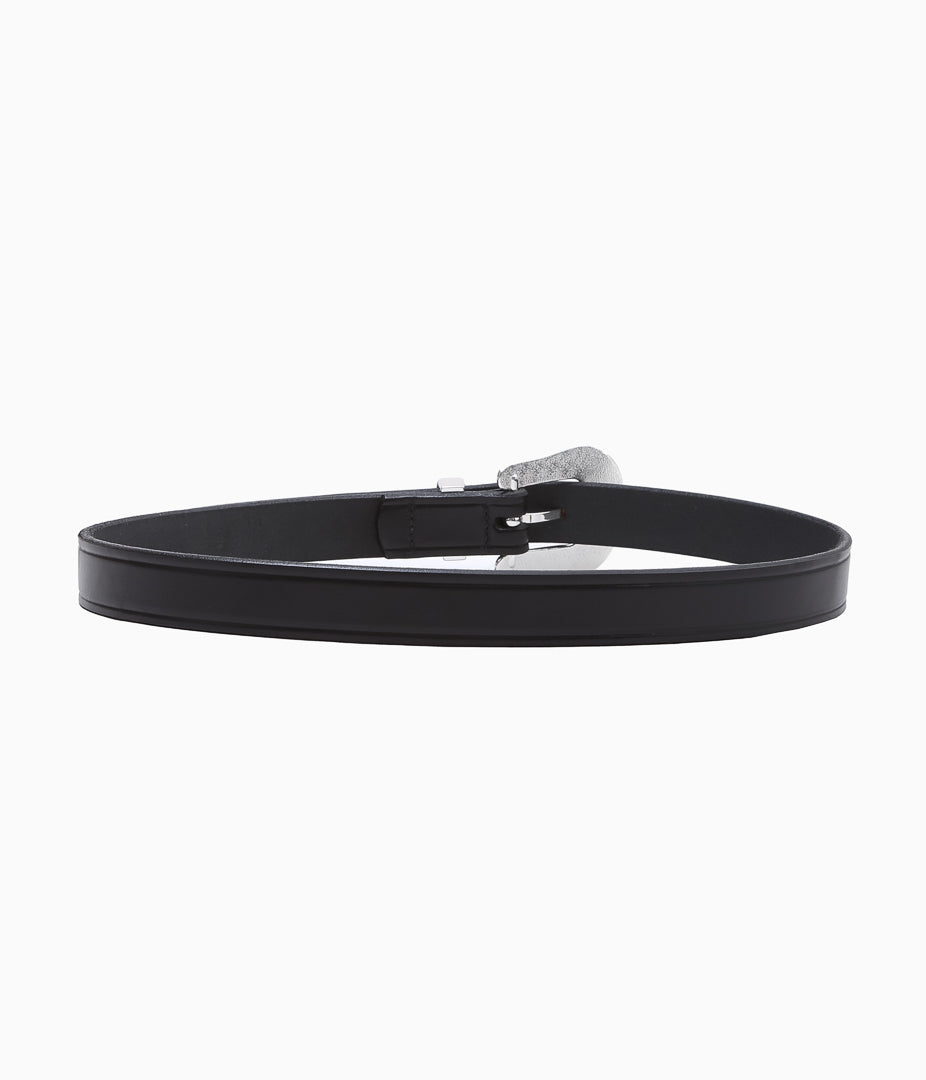 TORY LEATHER ''3136 ANTIQUE SILVER BUCKLE SET BELT'' (BLACK)