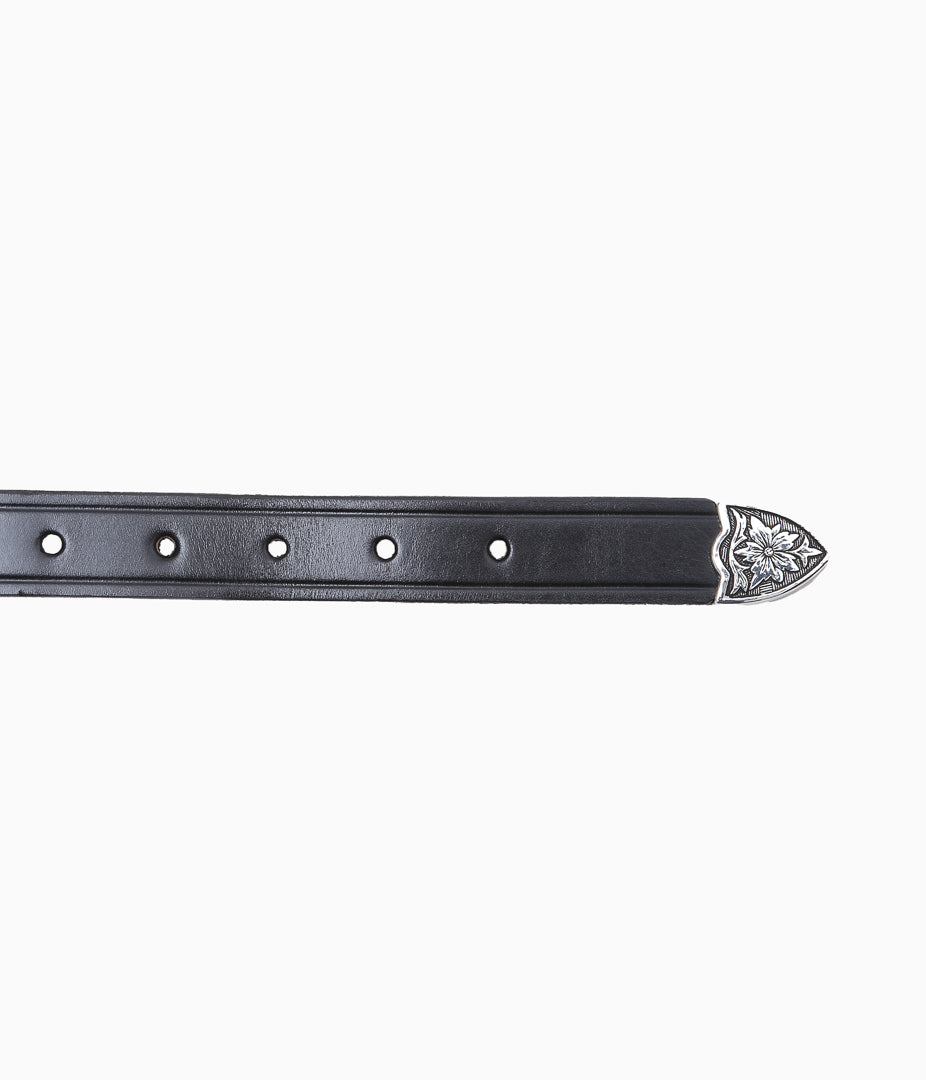 TORY LEATHER ''3136 ANTIQUE SILVER BUCKLE SET BELT'' (BLACK)