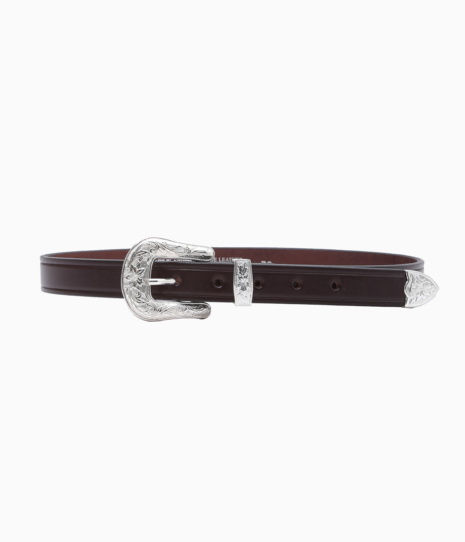TORY LEATHER ''3137 ANTIQUE SILVER BUCKLE SET BELT'' (HAVANA)