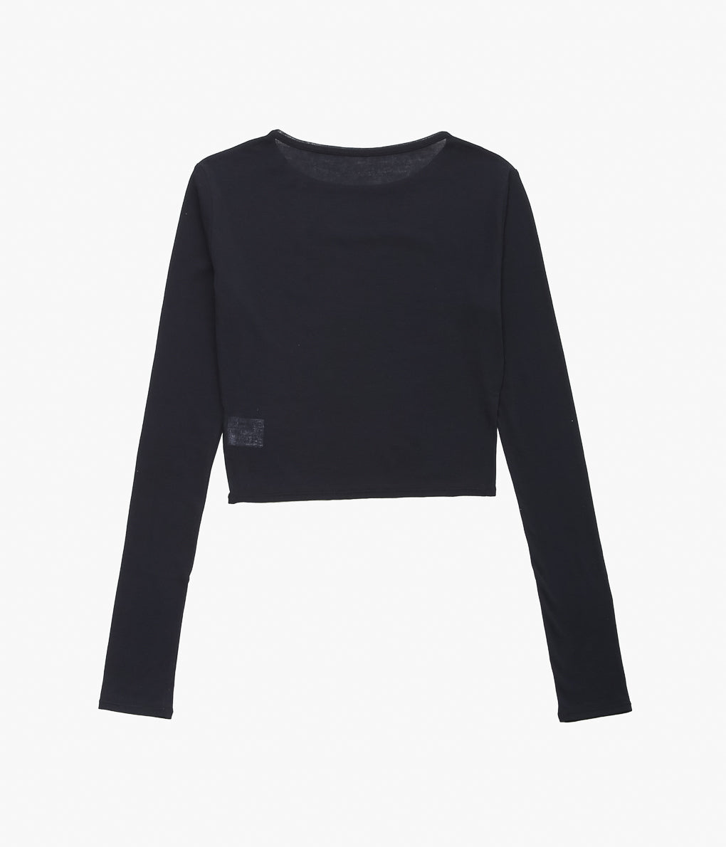 TU ES MON TRESOR ''CREW NECK CROPPED TOP'' (BLACK)