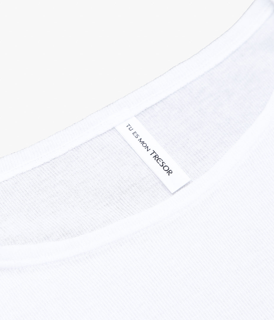TU ES MON TRESOR ''CUT-OFF LONG SLEEVE TOP'' (WHITE)