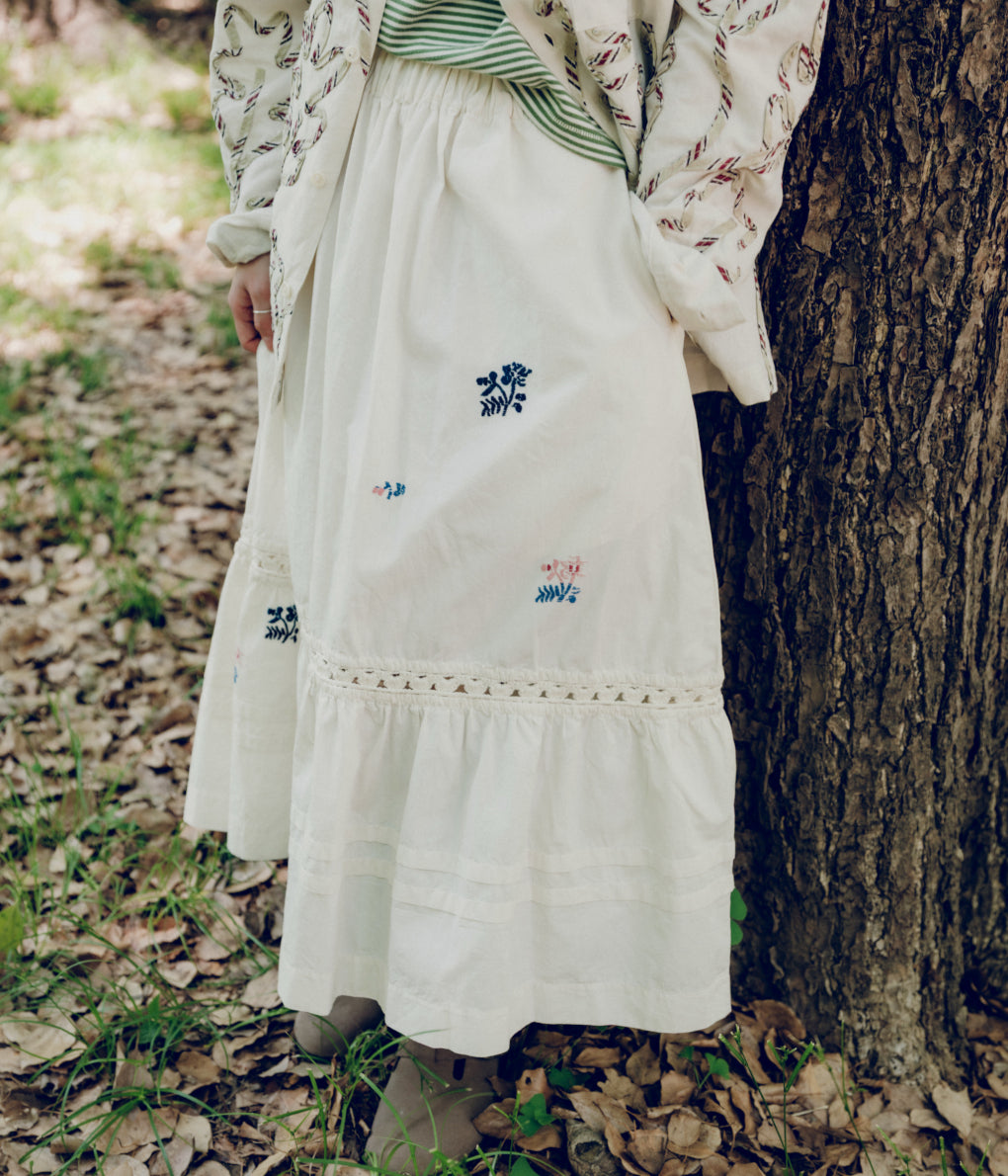 STORY MFG ''NUTMEG SKIRT'' (ECRU INTERRUPTED)