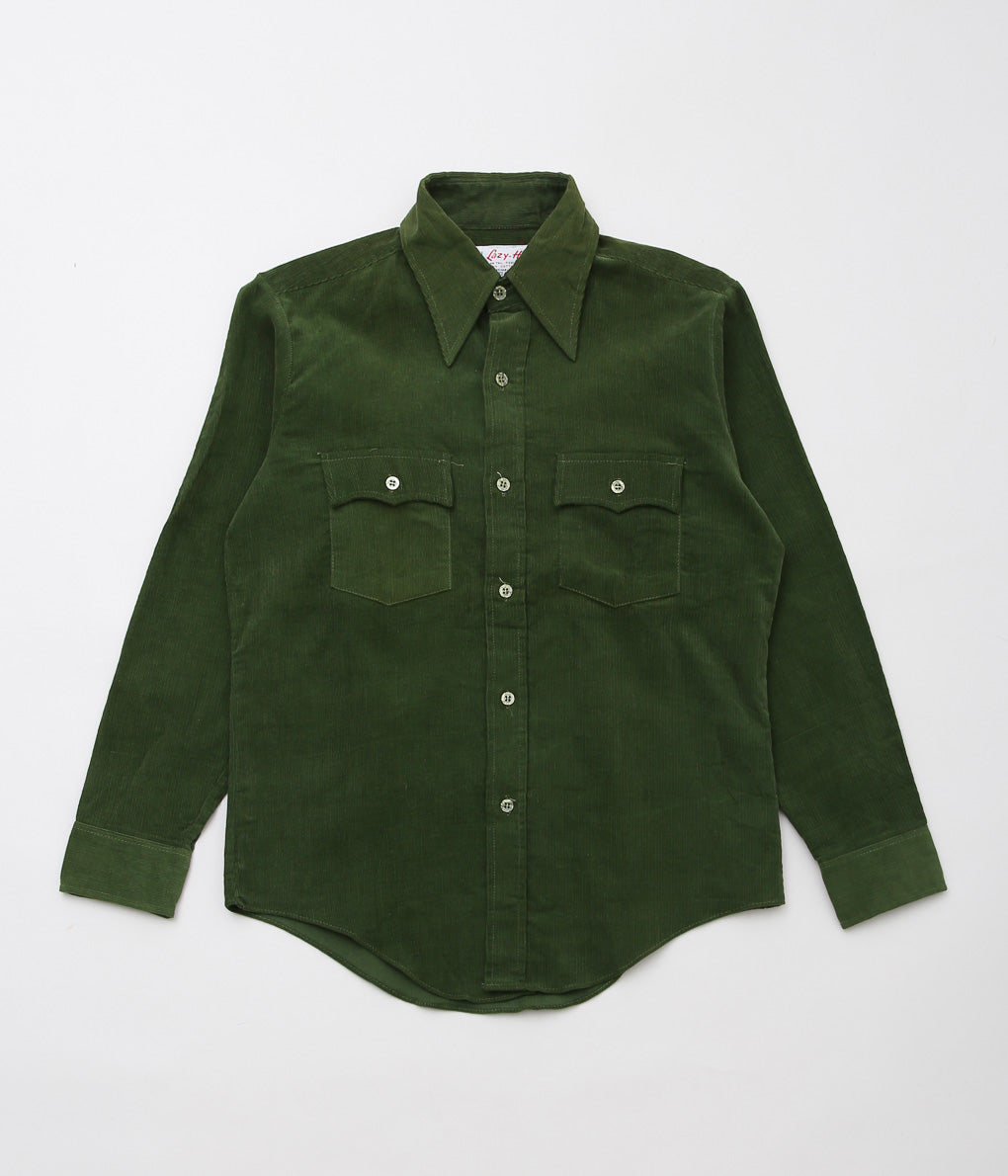 USED&VINTAGE''70'S DEADSTOCK "LAZY-H" CORDUROY SHIRT''(GREEN)