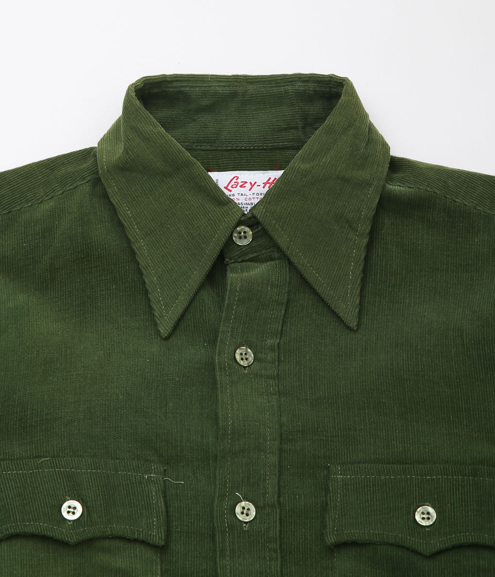 USED&VINTAGE''70'S DEADSTOCK "LAZY-H" CORDUROY SHIRT''(GREEN)