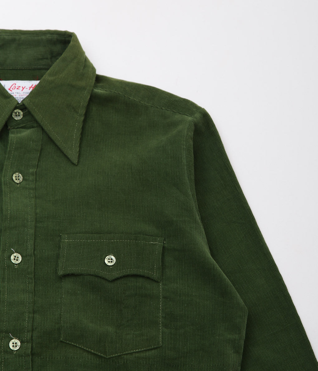 USED&VINTAGE''70'S DEADSTOCK "LAZY-H" CORDUROY SHIRT''(GREEN)