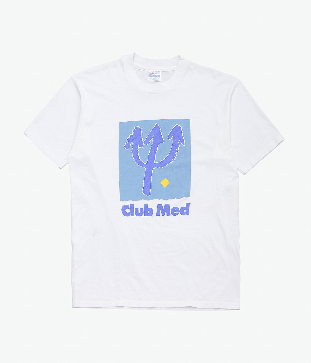 VINTAGE CLOTHING ''90'S CLUB MED TEE MADE IN THE U.S.A.'' (WHITE)