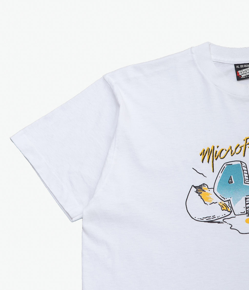 VINTAGE CLOTHING ''90'S SCREEN STARS MICROPHONE TEE'' (WHITE)