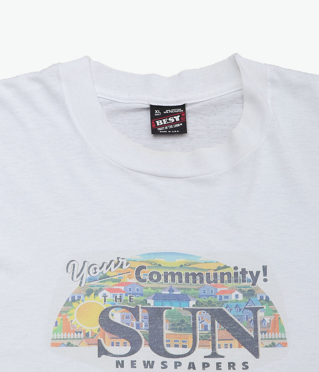 VINTAGE CLOTHING ''90'S SUN NEWSPAPER TEE'' (WHITE)