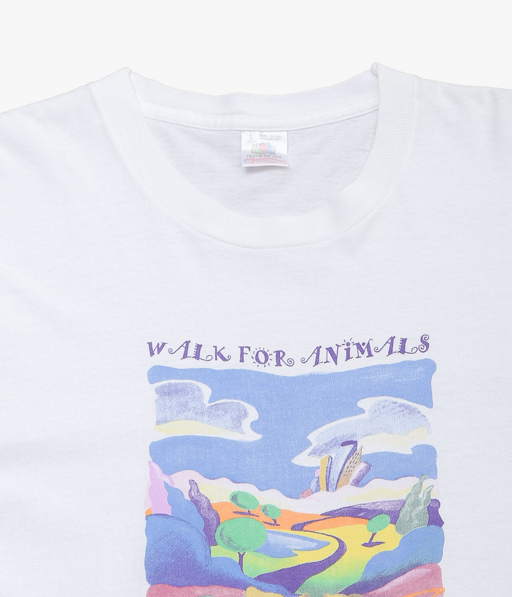 VINTAGE CLOTHING ''90'S WALK FOR ANIMAL TEE'' (WHITE)