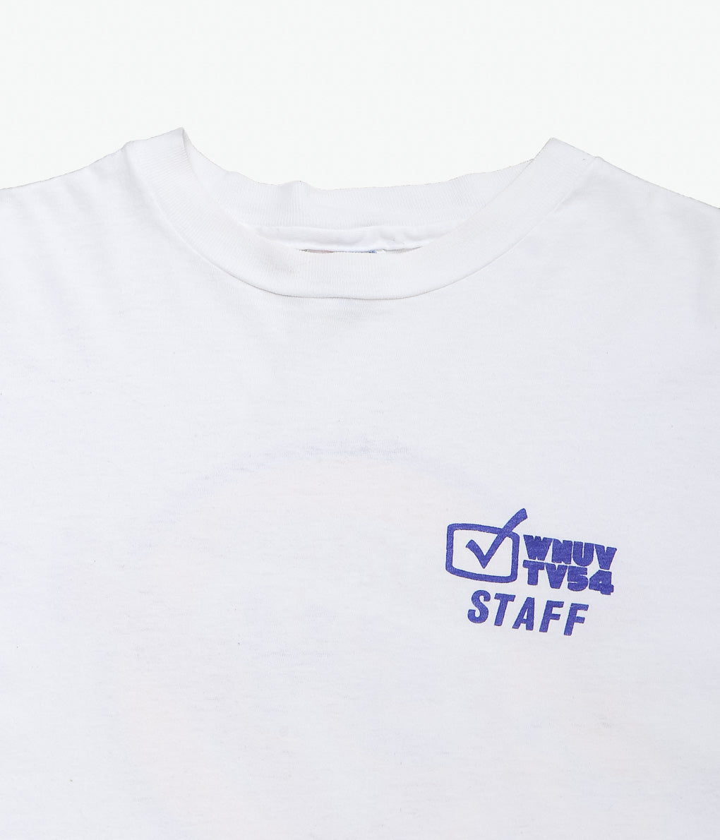 VINTAGE CLOTHING ''90'S WNUV TV TEE MADE IN THE U.S.A.'' (WHITE)