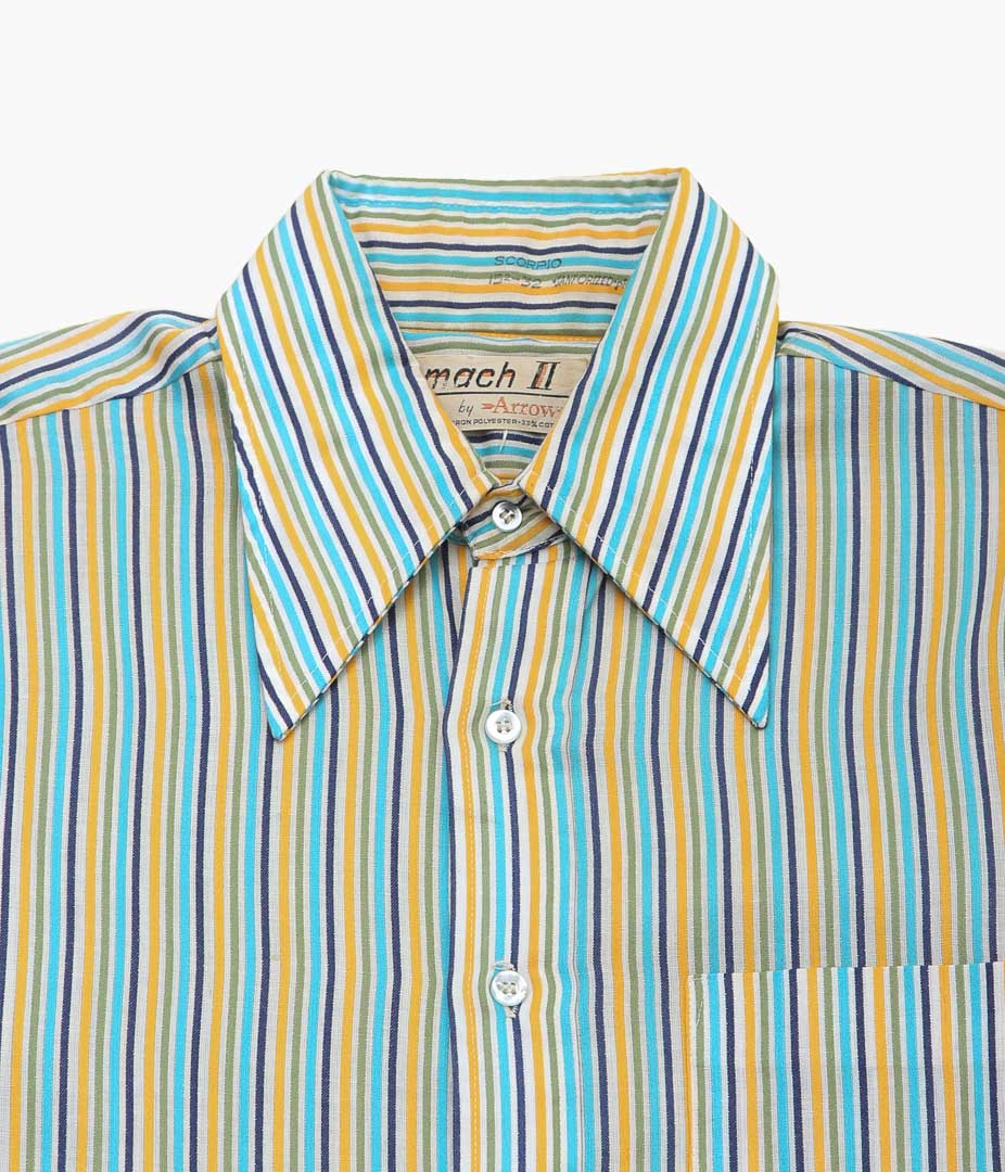 USED&VINTAGE ''ARROW POLYESTER COTTON MULTI STRIPE SHIRT MADE IN U.S.A'' (MULTI)