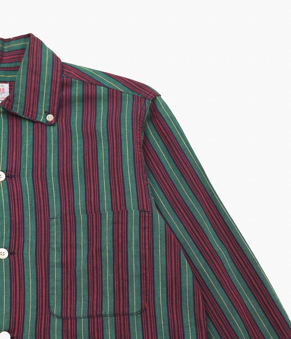 USED&VINTAGE ''BERMA COTTON STRIPE SHIRT MADE IN USA'' (GREEN)