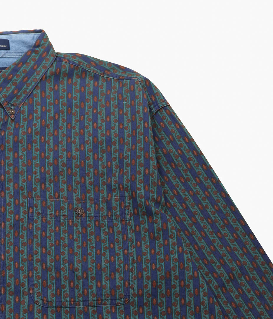 USED&VINTAGE ''CHAPS COTTON MULTI STRIPE SHIRT MADE IN USA'' (DK.GREEN)