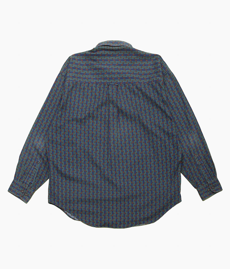 USED&VINTAGE ''CHAPS COTTON MULTI STRIPE SHIRT MADE IN USA'' (DK.GREEN)