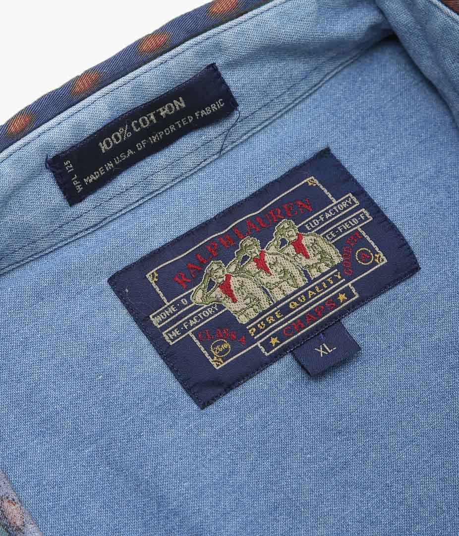 USED&VINTAGE ''CHAPS COTTON MULTI STRIPE SHIRT MADE IN USA'' (DK.GREEN)
