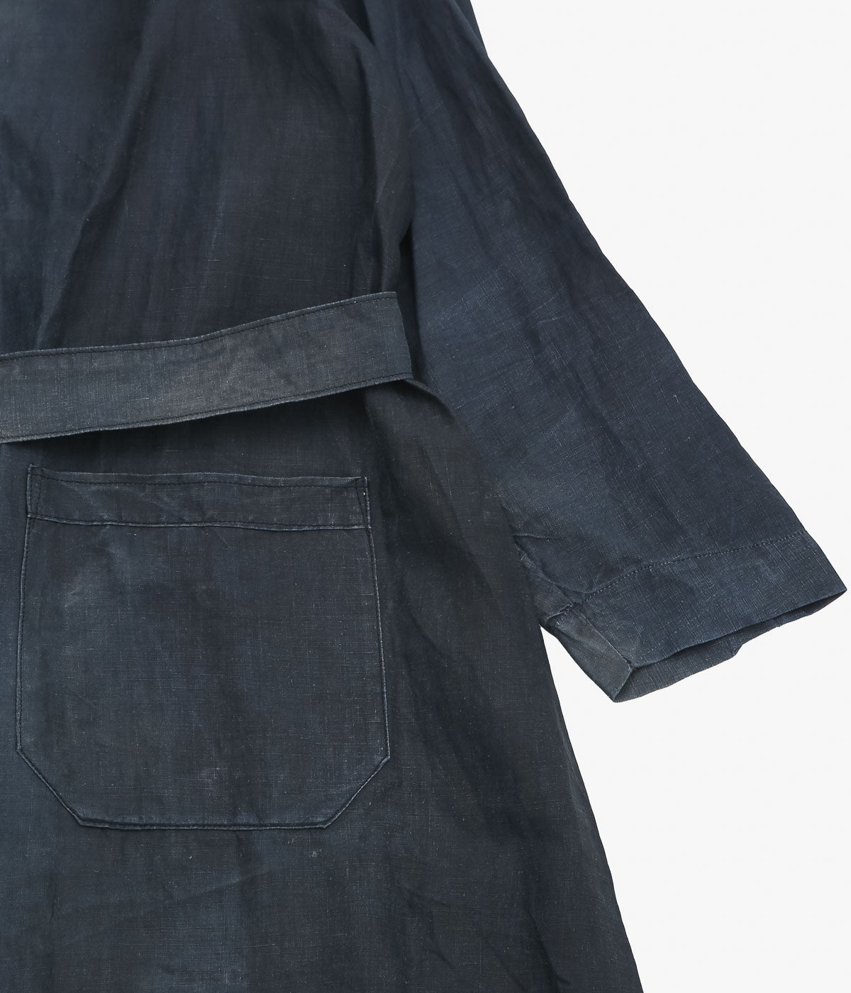 VINTAGE CLOTHING ''-1920's INDIGO COTTON LINEN DRESS''(INDIGO)