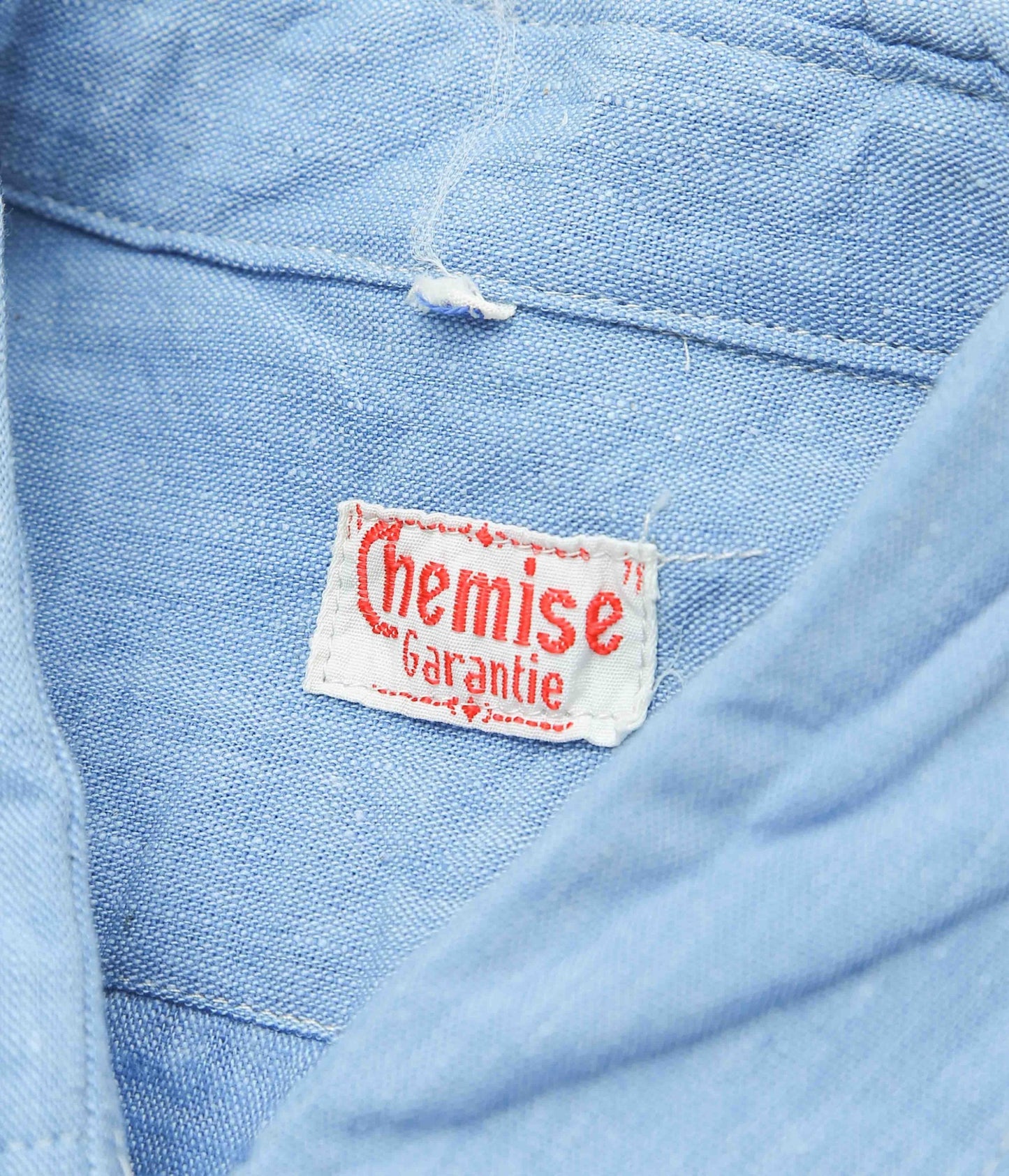 VINTAGE CLOTHING ''1950'S FRENCH BLUE GRANPA SHIRT(PLAIN)'' (BLUE)