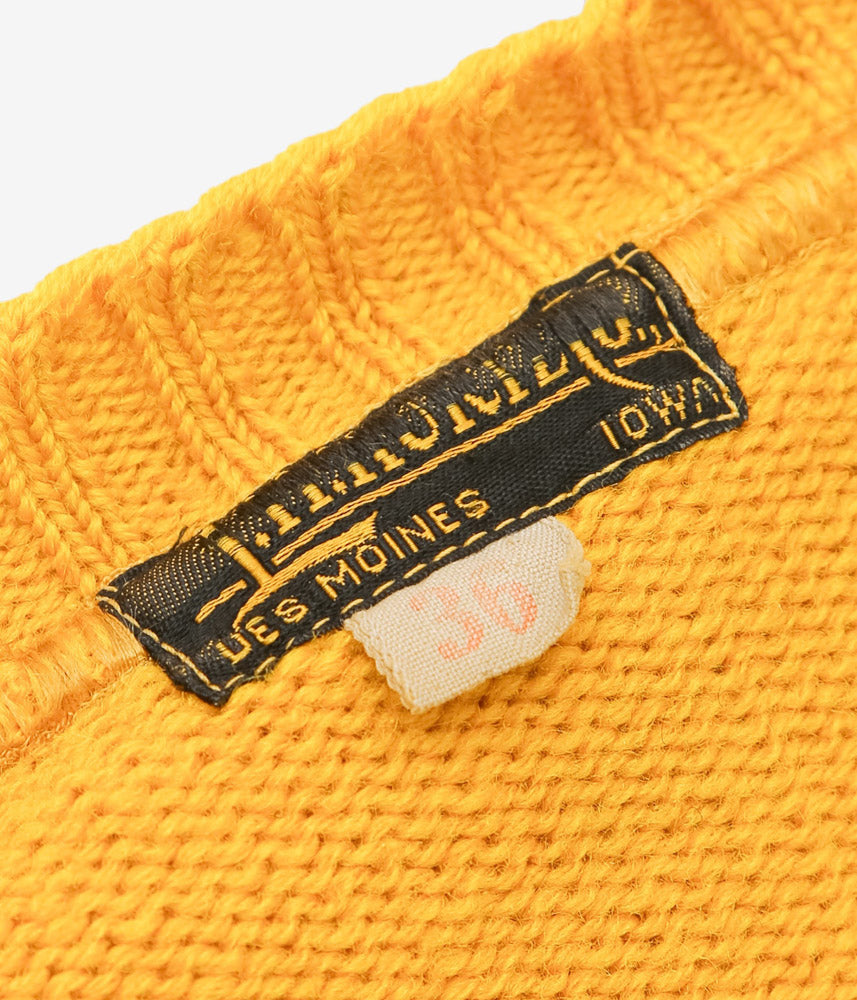 VINTAGE CLOTHING ''1950s WOOL LETTERED KNIT'' (MUSTARD)