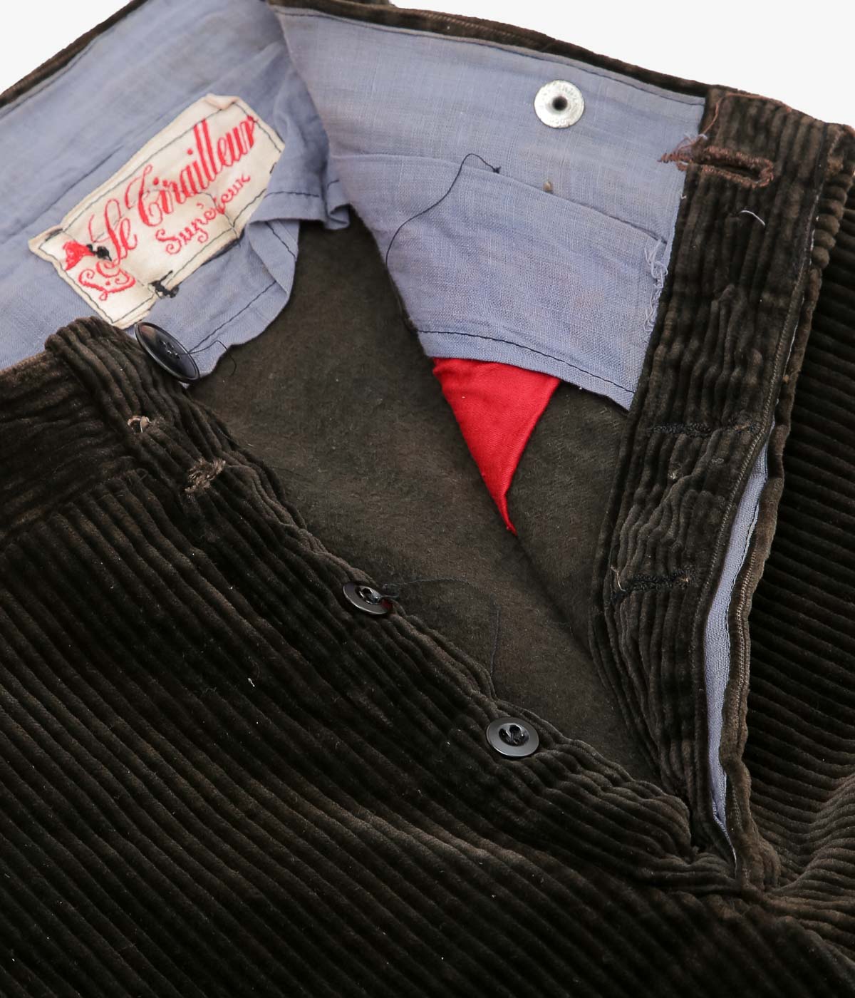 VINTAGE CLOTHING ''40-50s FRENCH CORDUROY TROUSERS'' (DARK BROWN)