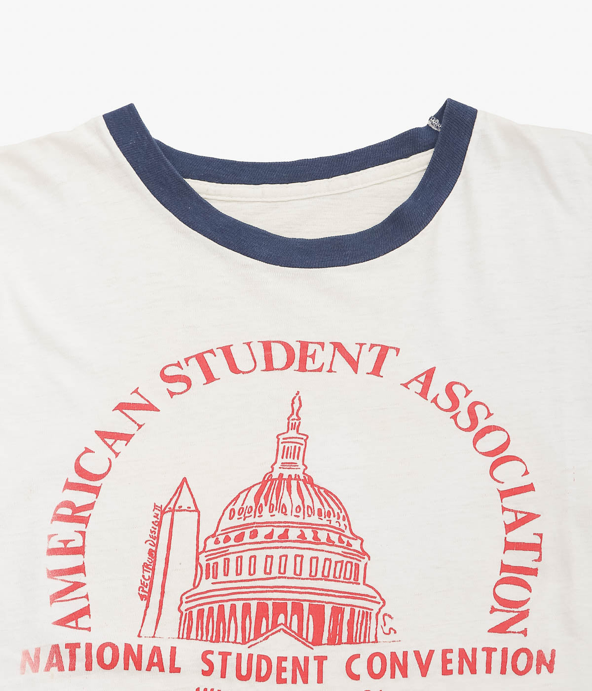 VINTAGE CLOTHING ''80S "AMERICAN STUDENT ASSOCIATION" RINGER TSHIRTS'' (NAVY*WHITE)