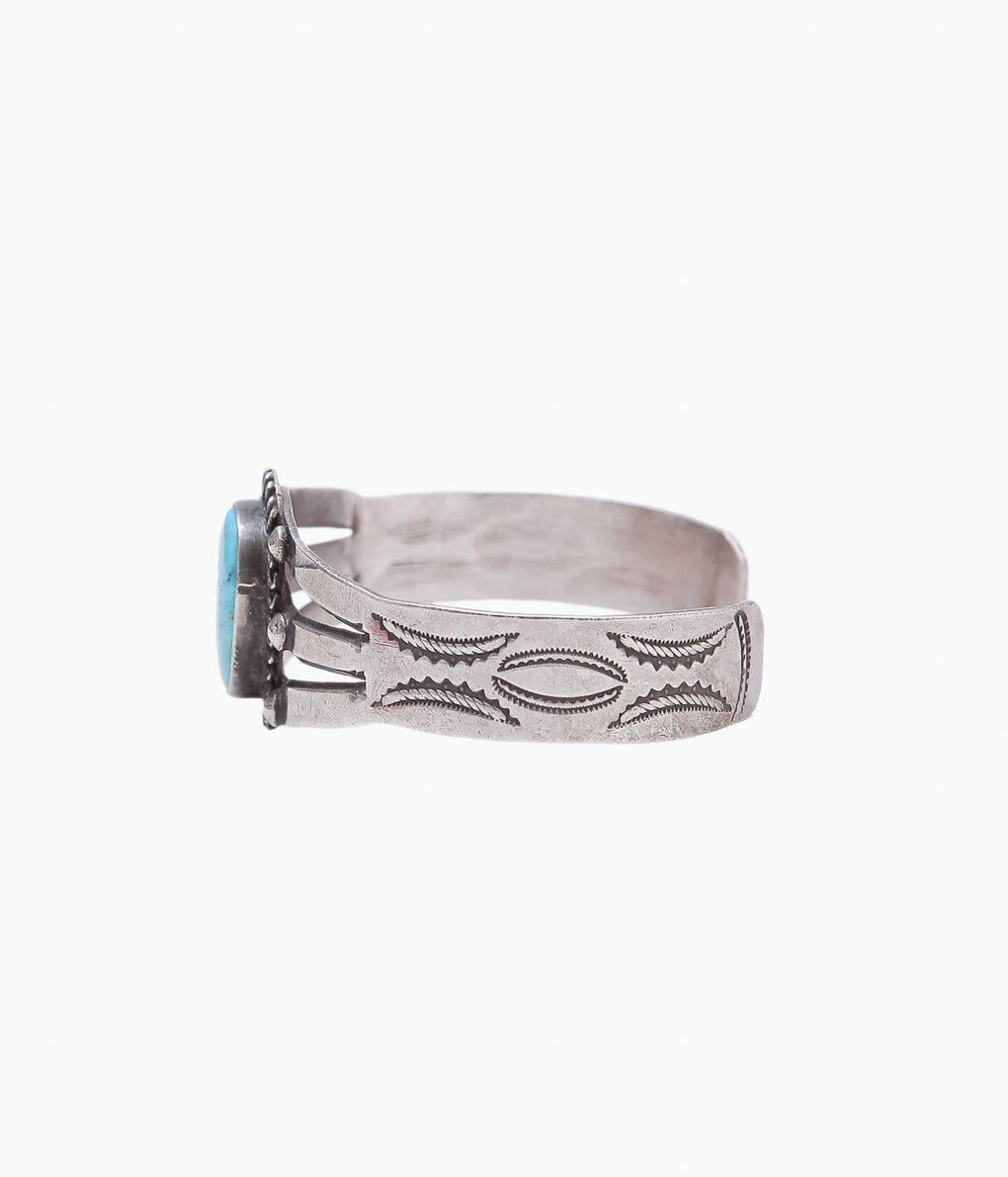 VINTAGE JEWELRY ''1940 'S ~ NAVAJO TURQUOISE BLACELET ⓵ ''(SILVER)