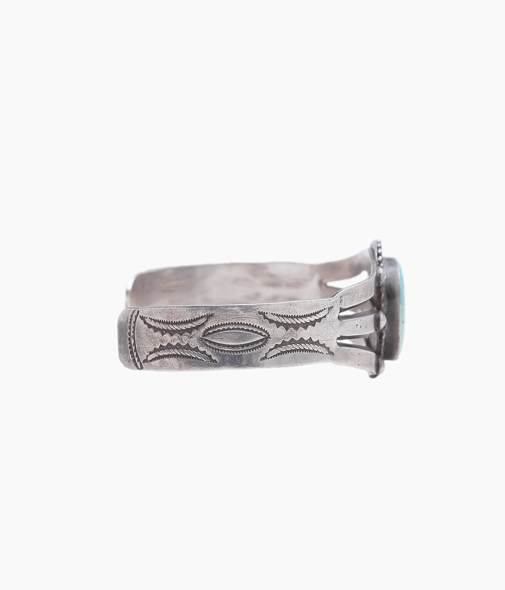 VINTAGE JEWELRY ''1940 'S ~ NAVAJO TURQUOISE BLACELET ⓵ ''(SILVER)
