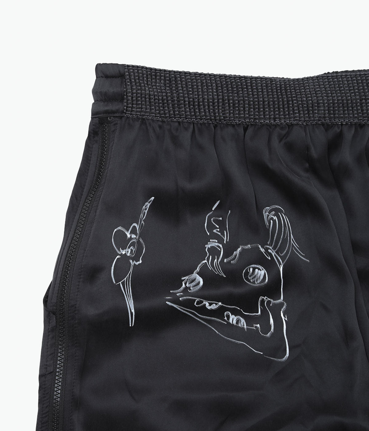 WONDEROUND ''BOXING TROUSERS W/HAND DRAWING'' (BLACK)
