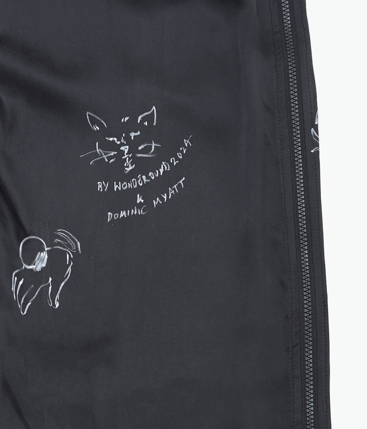 WONDEROUND ''BOXING TROUSERS W/HAND DRAWING'' (BLACK)