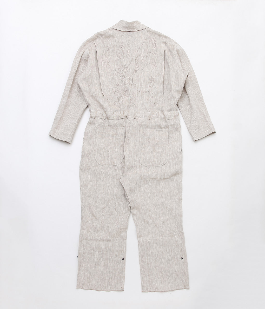 WONDEROUND ''WORKSUIT W/EMBROIDERY'' (STONE/LINEN)