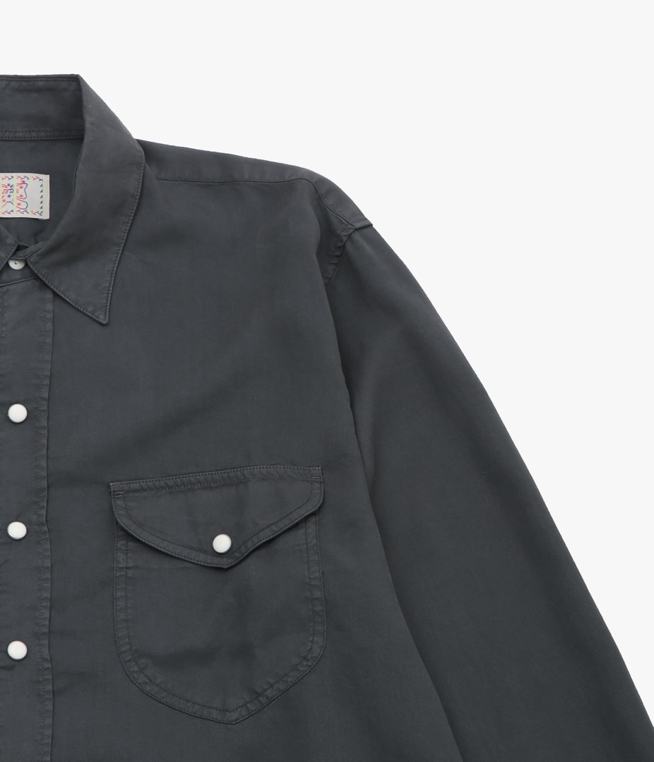 WYTHE ''TENCEL GABARDINE PEARLSNAP SHIRTS''(FADED BLACK)