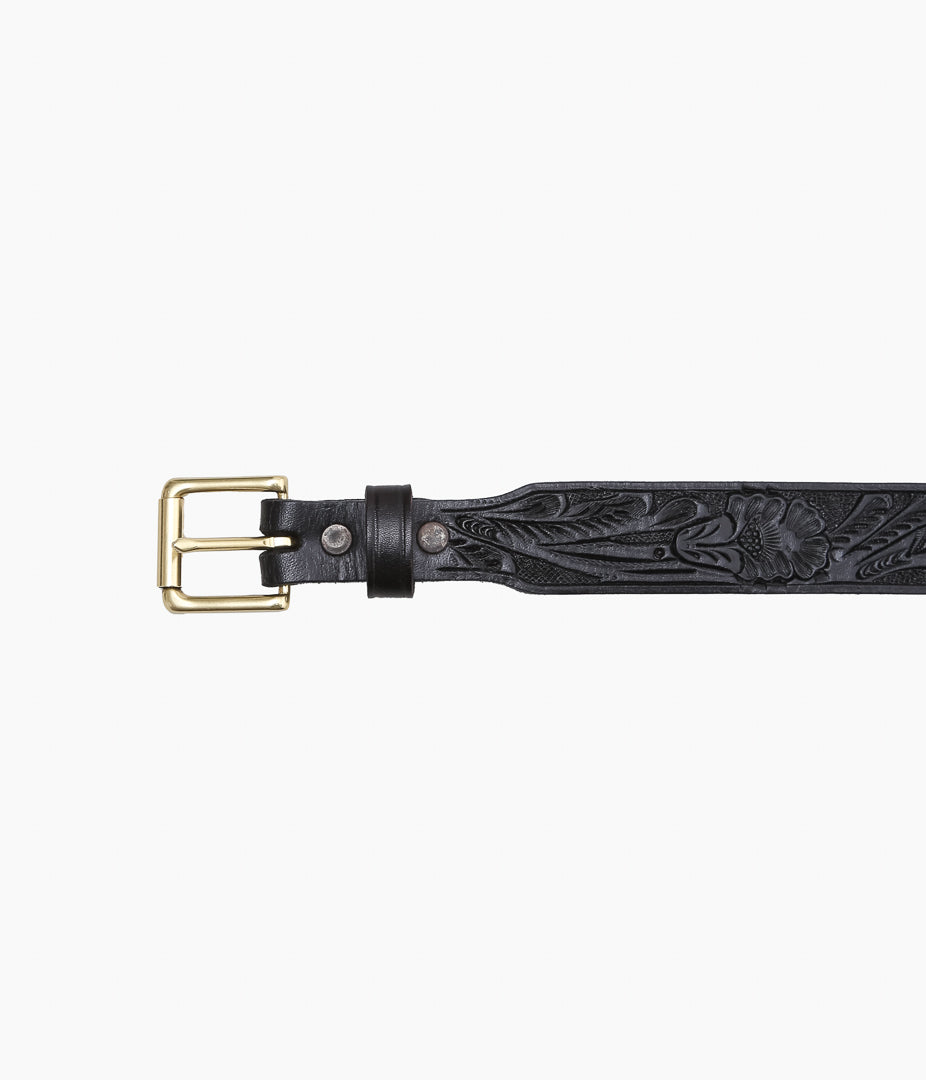 WYTHE ''TOOLED LEATHER BELT'' (BLACK)