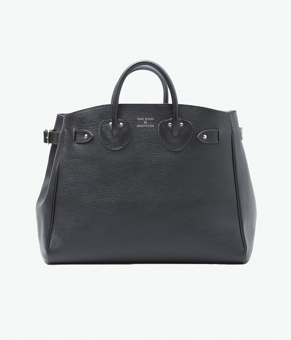 YOUNG & OLSEN THE DRYGOODS STORE ''EMBOSSED LEATHER BELTED TOTE M''(BLACK)