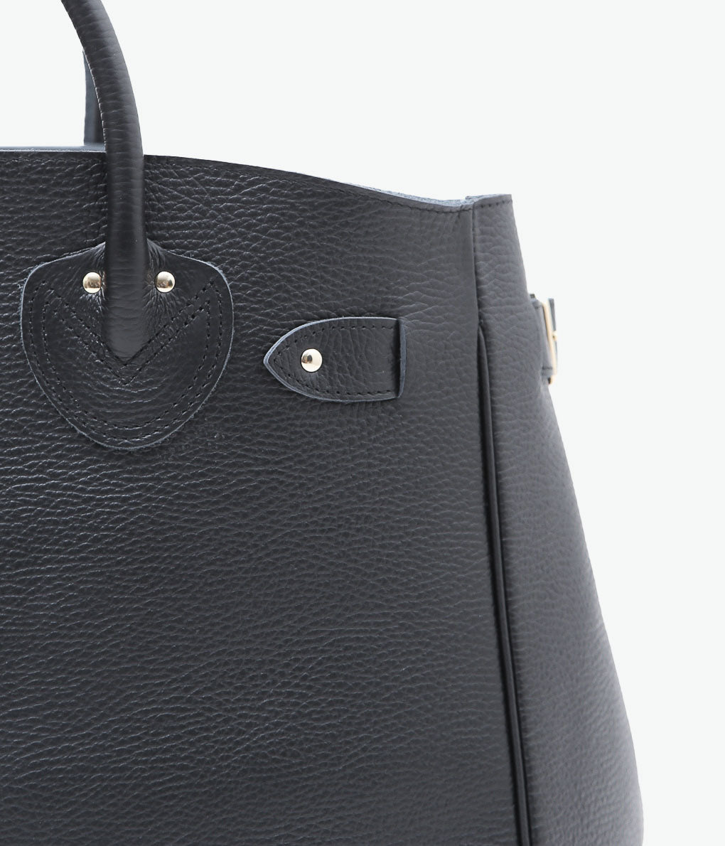 YOUNG & OLSEN THE DRYGOODS STORE ''EMBOSSED LEATHER BELTED TOTE M''(BLACK)